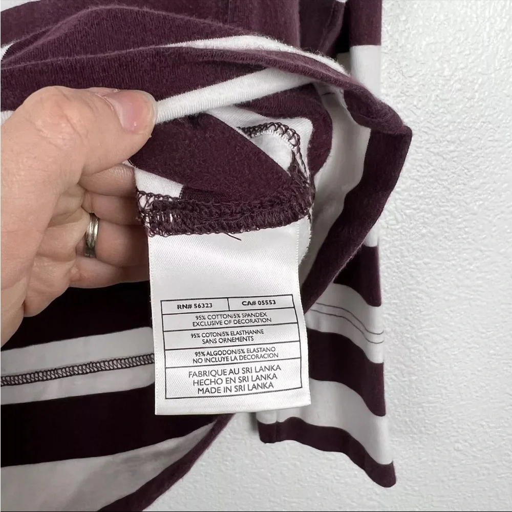 Nike Womens Striped Long Sleeve‎ Tee Maroon White Sz M